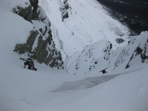 The sting in the tail.  Ice sheet at the top of the couloir