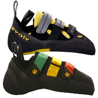 Evolv Rasta Shaman and Prime SC climbing shoes 