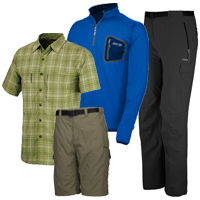 Sherpa Adventure Gear Hero Tee, Karnali Shirt, Sonam Quarter Zip, Koshi Shorts and Saba-Tek Pants 