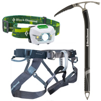 Black Diamond Storm Headlamp, Black Diamond Venom Ice Axe and Black Diamond Couloir Harness review