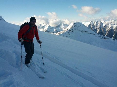 Backcountry skiing the New Denver Glacier