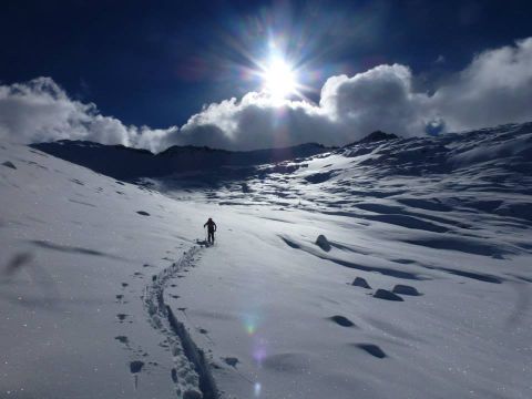 Backcountry skiing the New Denver Glacier