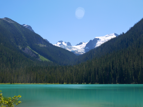 Lower Joffre Lake, looking up at Joffre Peak, Mt. Matier, Mt. Hartzel, Mt. Spetch & Slalok Mtn with the Matier & Stonercrop Glaciers