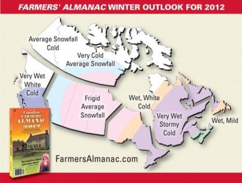 Backcountry Skiing 2011 weather predictions for snow from the Farmers Almanac
