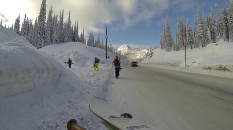 Walking from the parking lot to the Trailhead, Kootenay Pass, BC