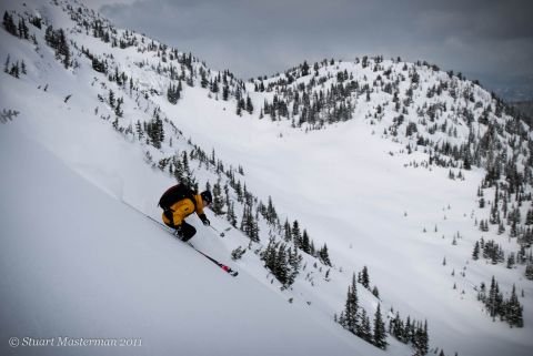 Steeper turns at treeline - Phalanx Mountain