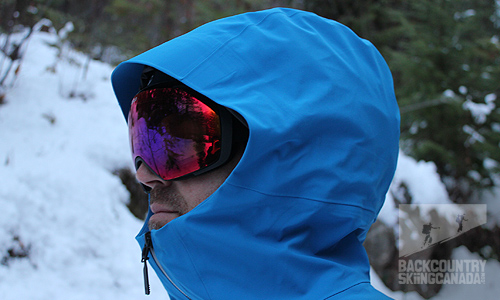 The helmet compatible hood has a generous open face area.