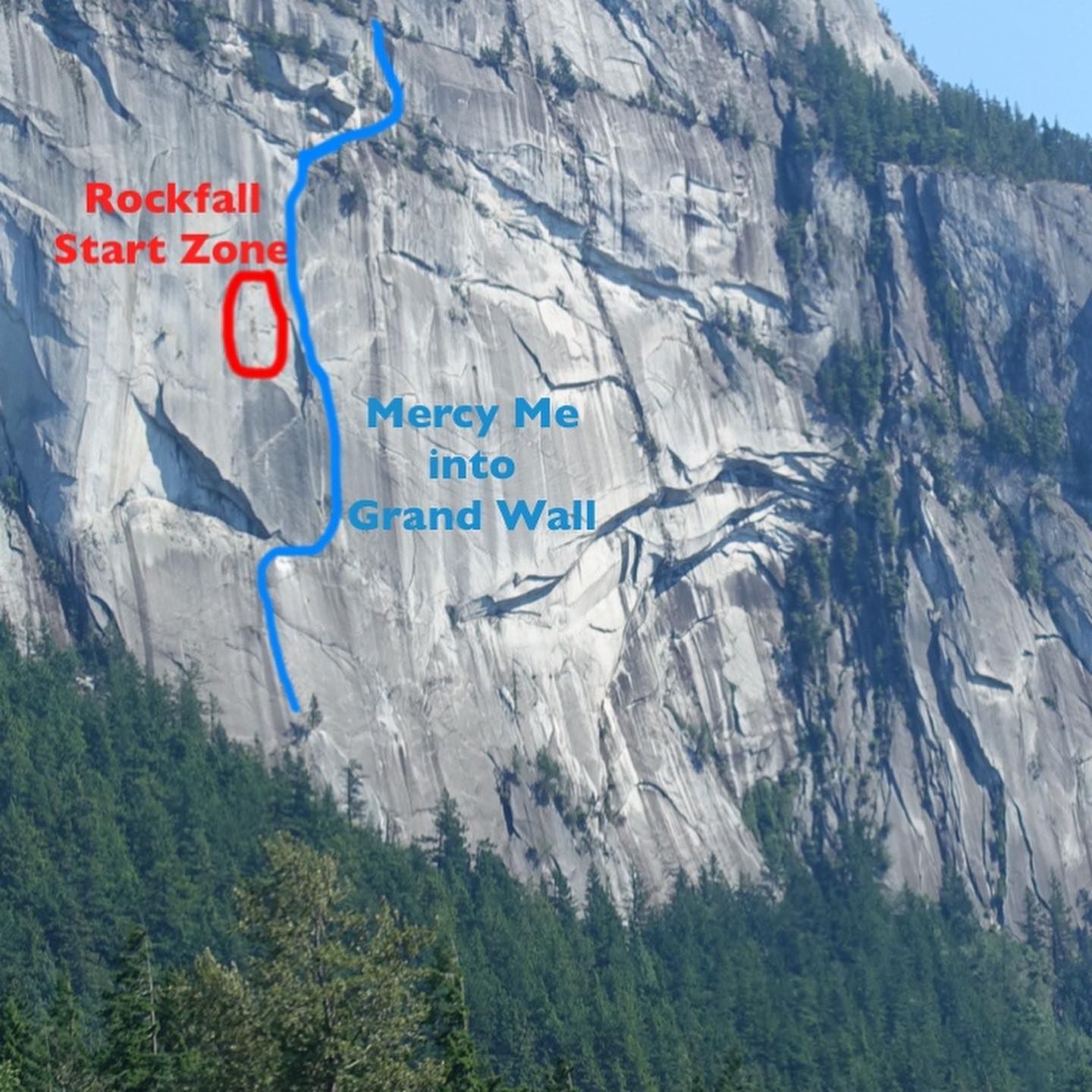 Rockfall on the Grand Wall in Squamish